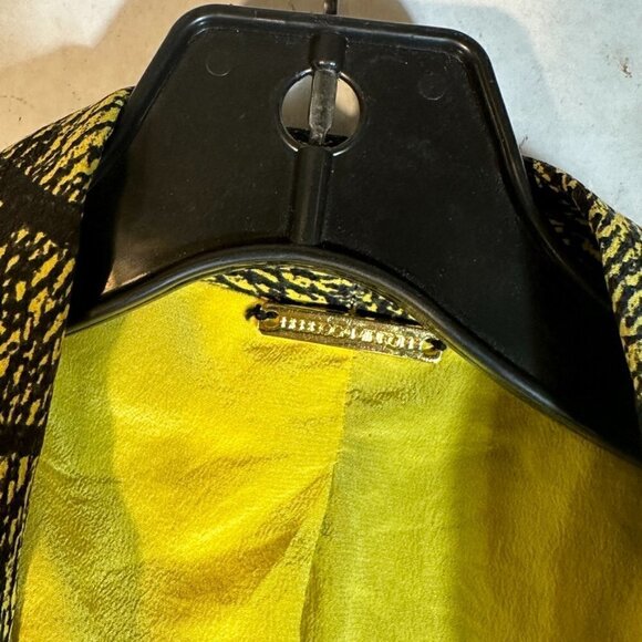 Rebecca Minkoff XS Silk Jacket Blazer Yellow Black Gothic Trippy Psychedelic - Picture 4 of 6